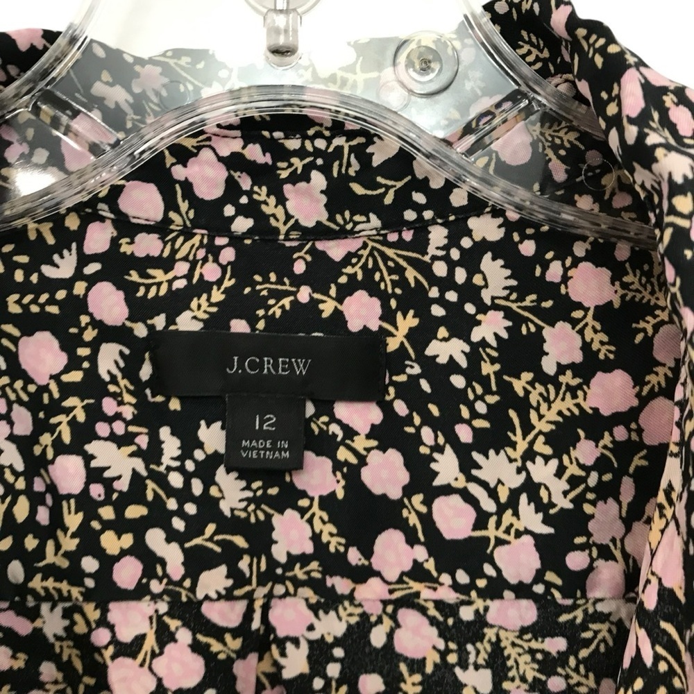 J. Crew Size 12 Women’s Tie Waist Shirt Dress in Fall Garden Floral Long Sleeve - Picture 5 of 8